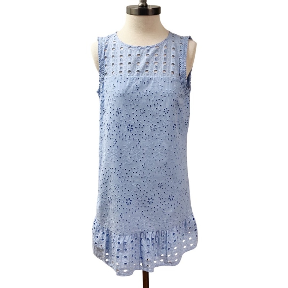 Summer Boho Feminine Loft Womens Floral Eyelet Embroidery Flounce Dress SZ 2